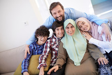 Muslim Family Portrait  At Home