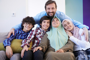 Wall Mural - muslim family portrait  at home