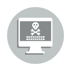 Poster - Cyber attack screen,virus encryption, ransomware computer virus badge icon. Simpleglyph, flat vector of Internet security icons for ui and ux, website or mobile application