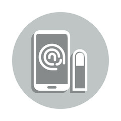 Aufkleber - Fingerprint scan badge icon. Simpleglyph, flat vector of Internet security icons for ui and ux, website or mobile application
