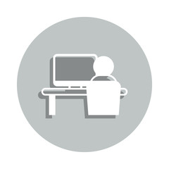 Aufkleber - man computer badge icon. Simple glyph, flat vector of Miscellaneous icons for ui and ux, website or mobile application