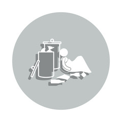 Poster - poor beggar badge icon. Simple glyph, flat vector of Poor people icons for ui and ux, website or mobile application