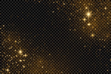 Glitter Particles Effect. Gold Glittering Space Star Dust Trail Sparkling Particles On Transparent Background. Vector Illustration