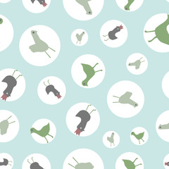 Poster - Retro color animal in dot cut out repeat pattern print background design