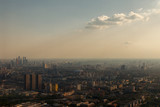 Fototapeta Londyn - Bird's-eye view of Moscow. View from the viewing restaurant of the Ostankino TV tower.