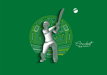 Sticker - Cricket banner batsman championship background.