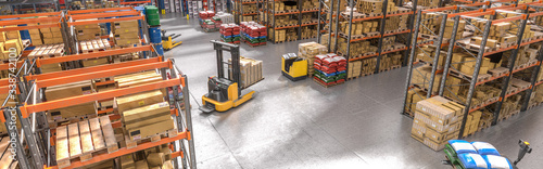 Cuadros en Lienzo interior of a warehouse with shelves and goods