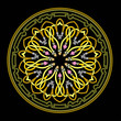 Colorful Celtic Mandala Pattern Design Vector on Black Background, Flower Texture Ornament, Vintage Elegant Vector Illustration