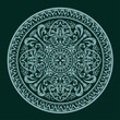 Green Mandala Design Vintage Vector Illustration, Round Ornament Pattern Green Tone on Tone Color Mandala on Black Background