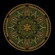 Round Ornament Mandala Pattern Vintage decorative elements Design Vector on Black Background, Vintage Elegant Vector Illustration