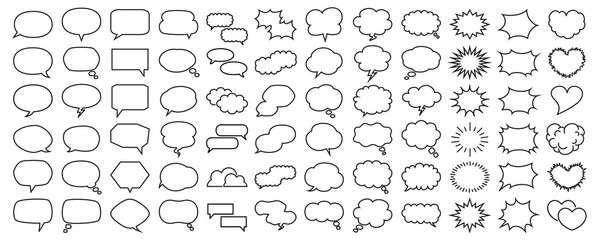 a wide variety of colorful speech bubbles set