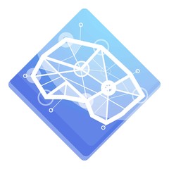 Poster - cyborg neuromarketing icon. cartoon of cyborg neuromarketing vector icon for web design isolated on 