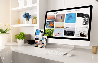 Poster - portfolio website on home office setup