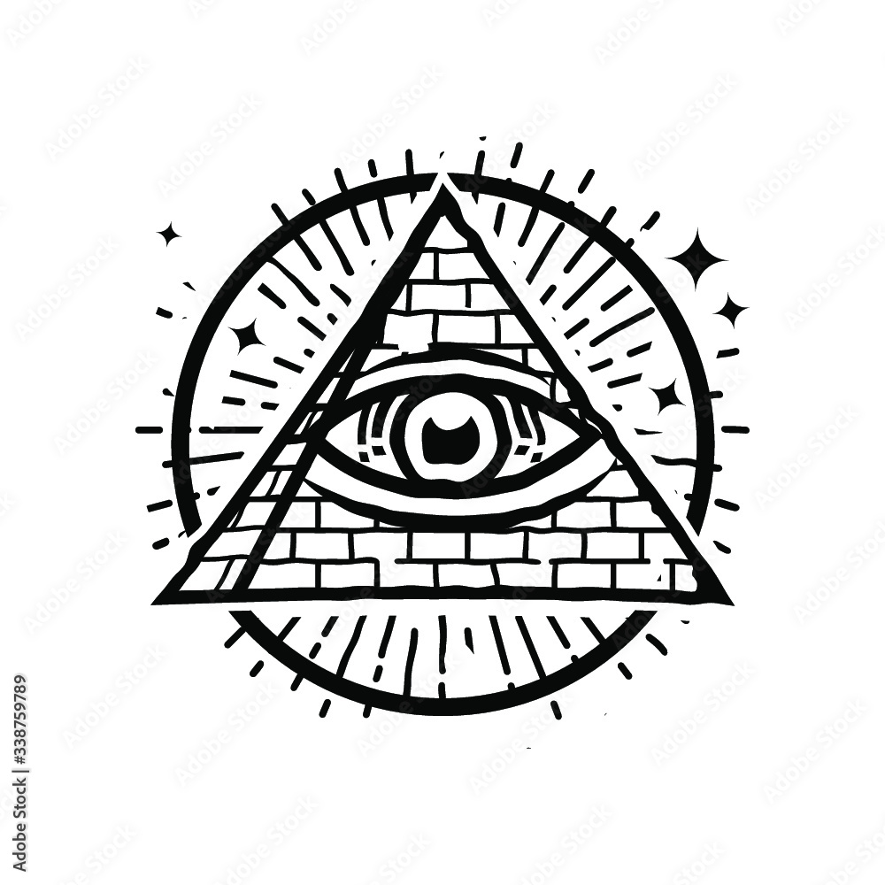 illuminati, eye, pyramid logo design inspiration Stock Vector | Adobe Stock, image size:1000x1000