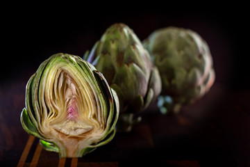 Two Whole and one Slice artichoke