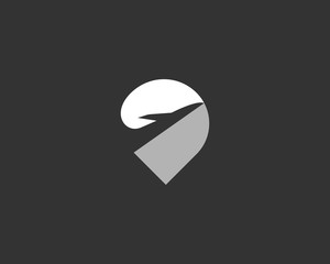 Poster - Location finder pin point logo design. Airplane creative logotype vector icon symbol. Navigation map sign.