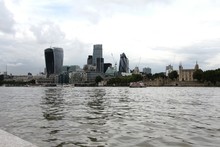 River By City With 30 St Mary Axe Against Sky