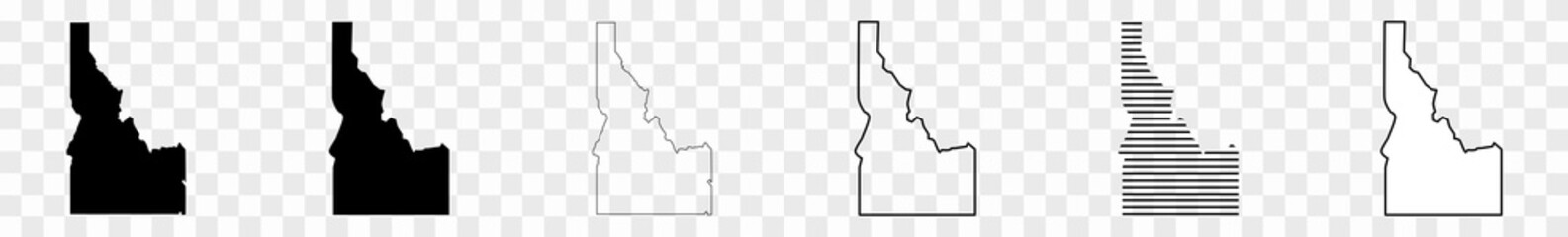 Wall Mural - idaho map black | state border | united states | us america | transparent isolated | variations