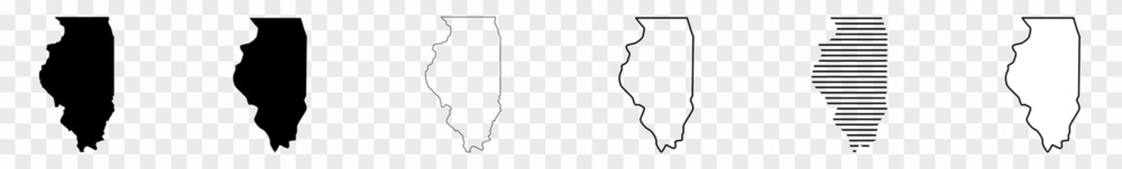 illinois map black | state border | united states | us america | transparent isolated | variations