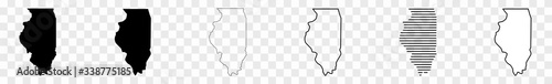 Fotografía Illinois Map Black | State Border | United States | US America | Transparent Iso
