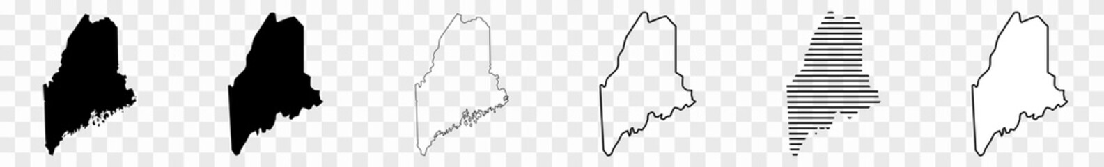 Wall Mural - maine map black | state border | united states | us america | transparent isolated | variations