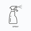 Spray bottle icon. Vector outline illustration of sprayer disinfection, Alcohol cleaner pictogram