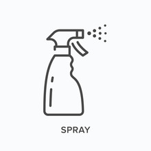 Spray Bottle Icon. Vector Outline Illustration Of Sprayer Disinfection, Alcohol Cleaner Pictogram