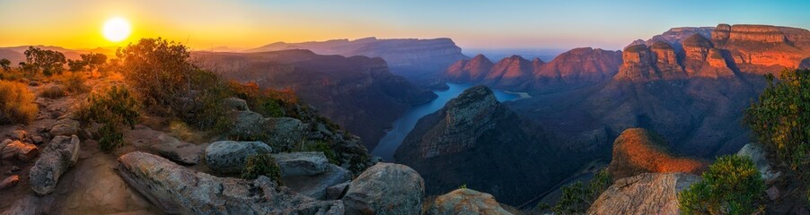 three rondavels and blyde river canyon at sunset, south africa