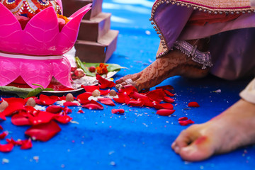 Wall Mural - Indian wedding bridal leg close-up