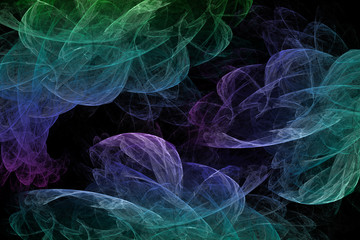Wall Mural - abstract neon fractal pattern in the form of smoke on a dark background and is suitable for use in p