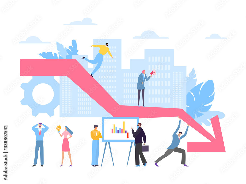 Decline chart, falling business concept vector illustration. Global ...