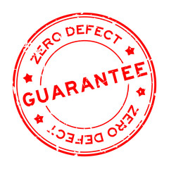 Wall Mural - Grunge red zero defect guarantee word round rubber seal stamp on white background