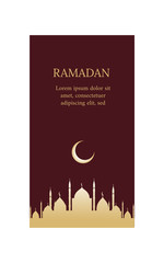 Wall Mural - Ramadan Kareem vertical banners with crescent and mosque dome silhouette. Vector Illustration for greeting card, poster and voucher. Place for text.