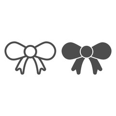 Poster - Big bow line and solid icon. Christmas decoration outline style pictogram on white background. Holiday celebration signs for mobile concept and web design. Vector graphics.