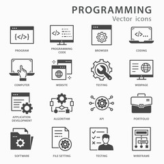 Aufkleber - Programming icons set. Vector illustration isolated on white.