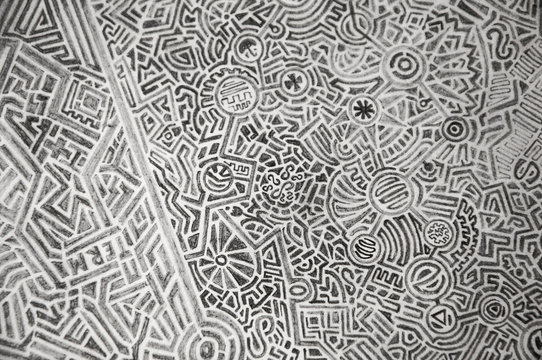 continuous mosaic drawn with a simple pencil. zentangle background