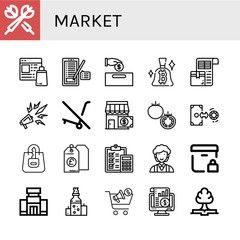 Sticker - market simple icons set