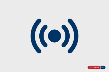 Poster - Wifi Wireless Signal Icon. Blue Rounded Line isolated on Grey Background. Flat Vector Technology Icon Design Template Element.