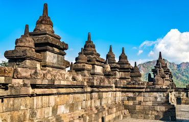 Fototapete - Borobudur Temple in Central Java. UNESCO world heritage in Indonesia