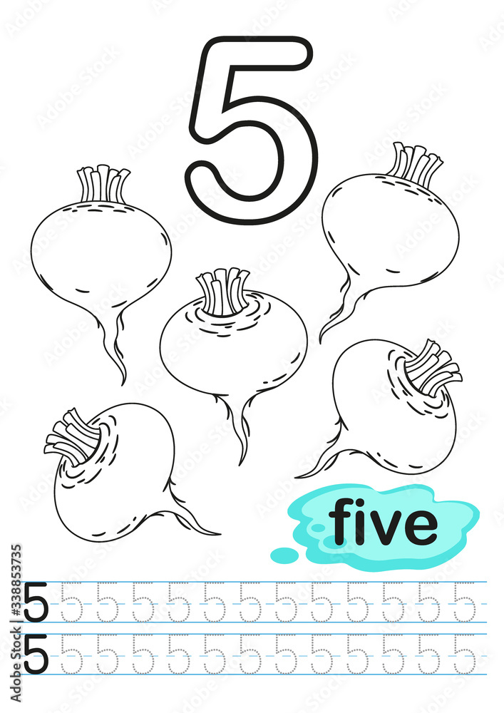 Vector coloring printable worksheet for kindergarten and preschool ...