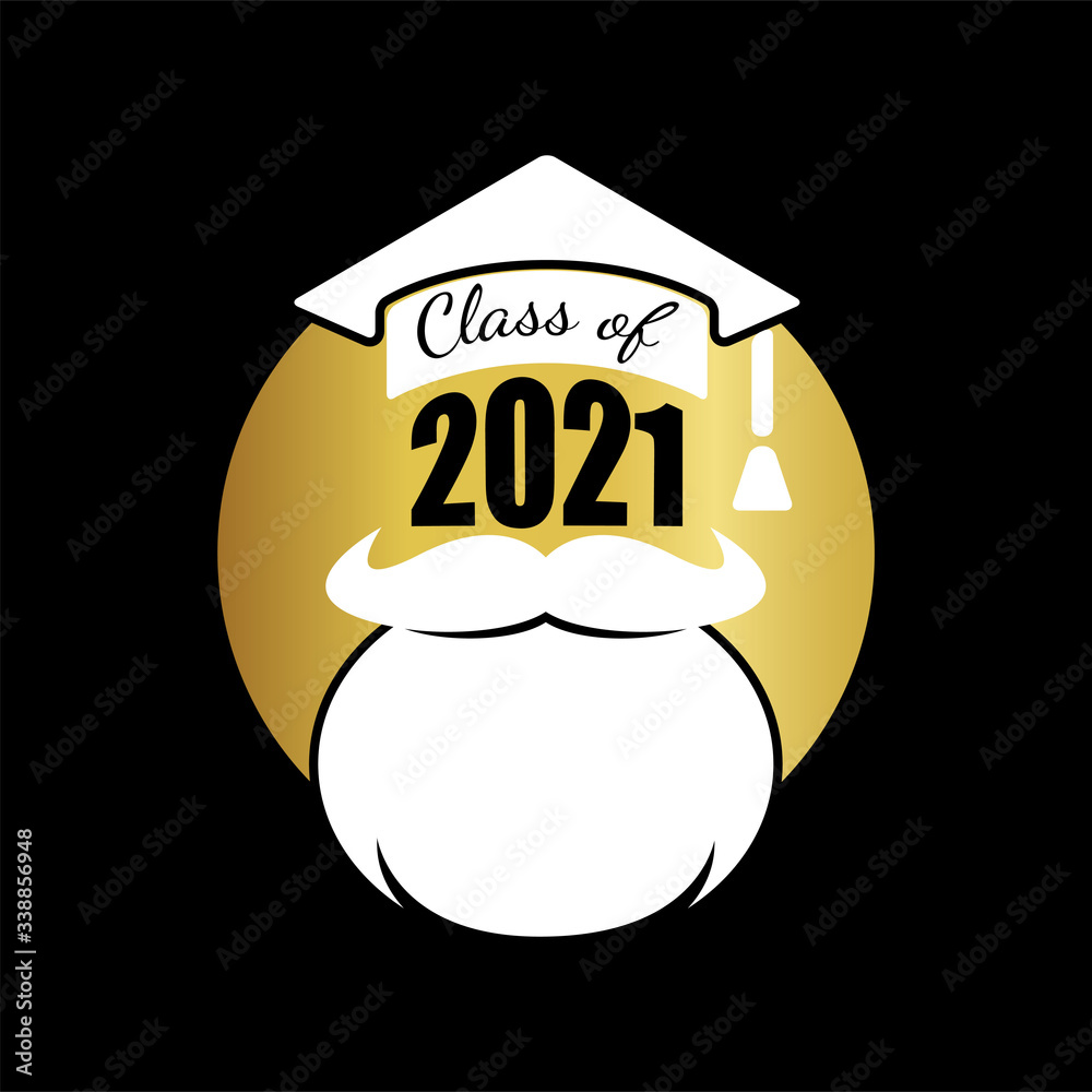 Class of 2021. Black,white,gold number with education academic cap and ...