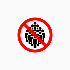 Wall Mural - no crowd of people icon, do not crowd vector