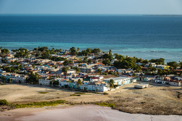 Panoramic high view of Los Roques town - Venezuela