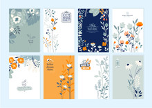 Set Of Brochure Designs On The Subject Of Nature, Spring, Beauty, Fashion, Natural And Organic Products, Environment. Vector Illustration Or Cover Design Templates, Annual Reports, Marketing Material.