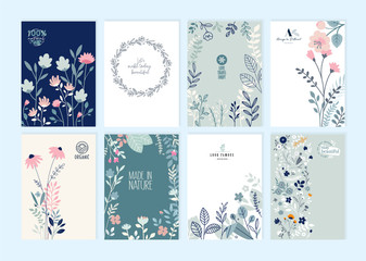 Wall Mural - set of brochure designs on the subject of nature, spring, beauty, fashion, natural and organic produ