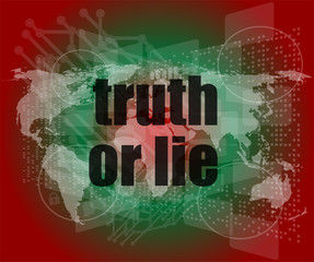 Poster - truth or lie text on digital touch screen interface
