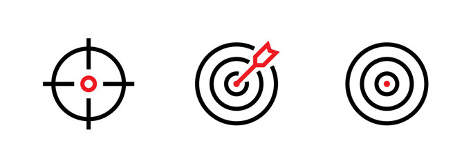 set of aim, target and goal icons. editable line vector.