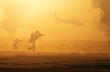 © Meysam Azarneshin - Military troops and helicopter on the way to the battlefield / Between sand storm in desert