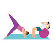 © Gstudio - women practicing yoga and stretching vector illustration design