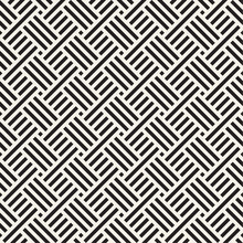 Vector Seamless Pattern. Geometric Striped Ornament. Linear Weave Lattice Background.